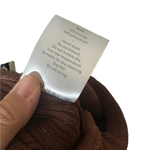 NEW Aeron Brown Egon Rib Pants High Rise Knit Ribbed Slight Flare - Picture 5 of 9